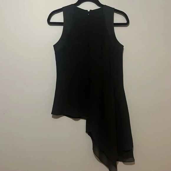 HALSTON | Black sleeveless asymmetrical top/blouse women’s size 2 ruched sheer - Picture 7 of 7